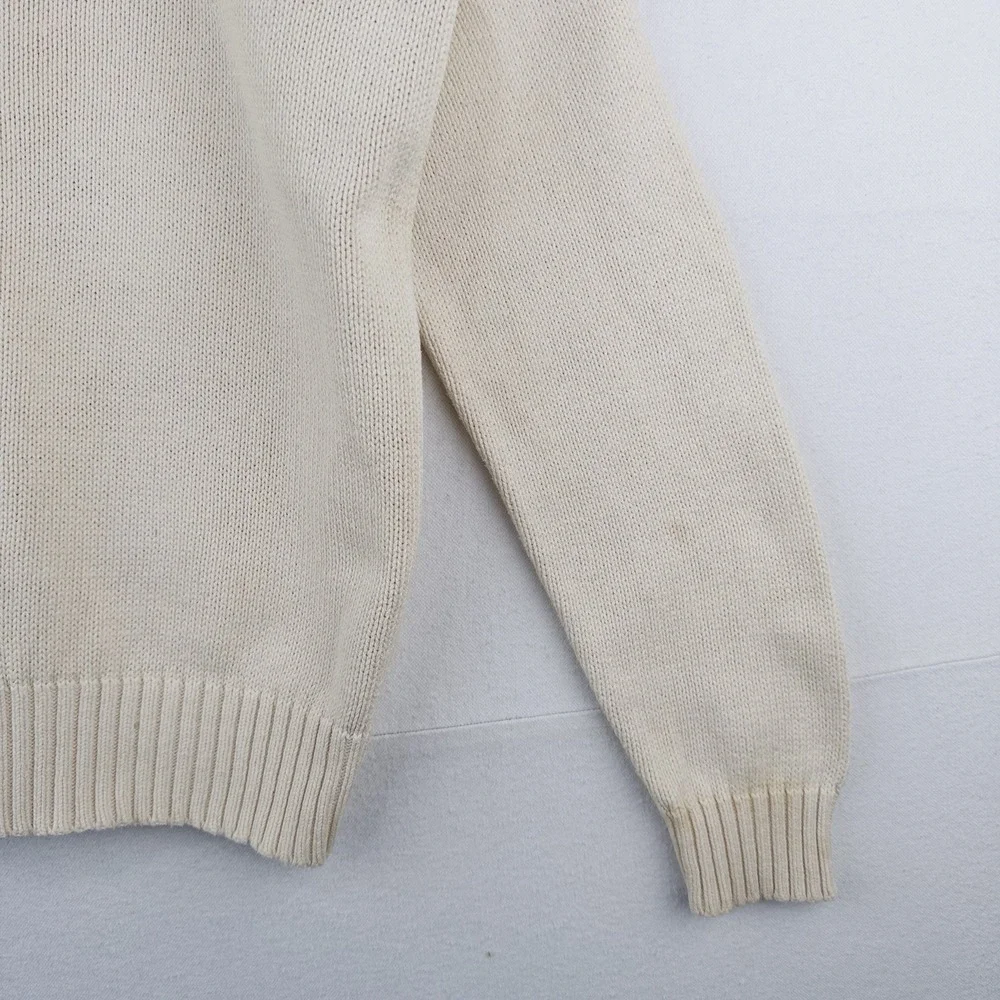 90's Vtg Polo Ralph Lauren Knit Sweater Mens XL Cream Beige Pima Cotton Crewneck